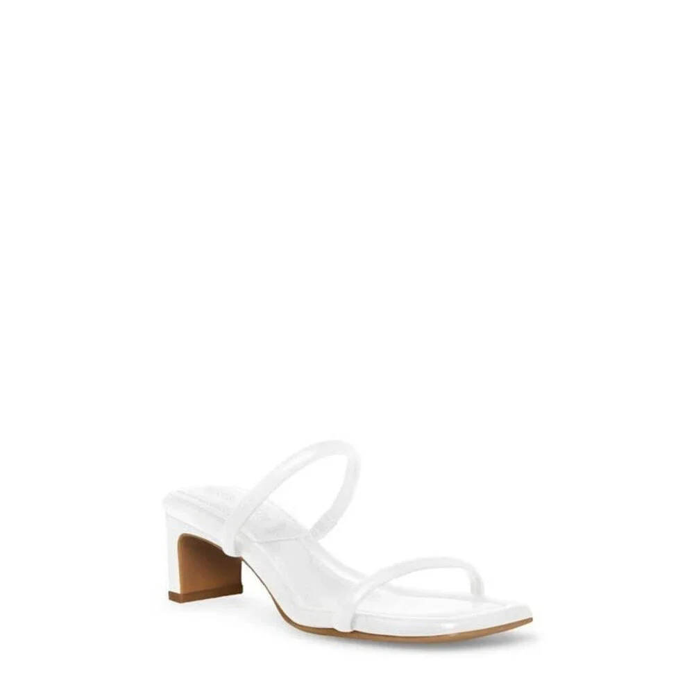 Anne Klein Jayla Sandals Women's 6.5 White Slip-On Square Toe Block Heel ZPO2470